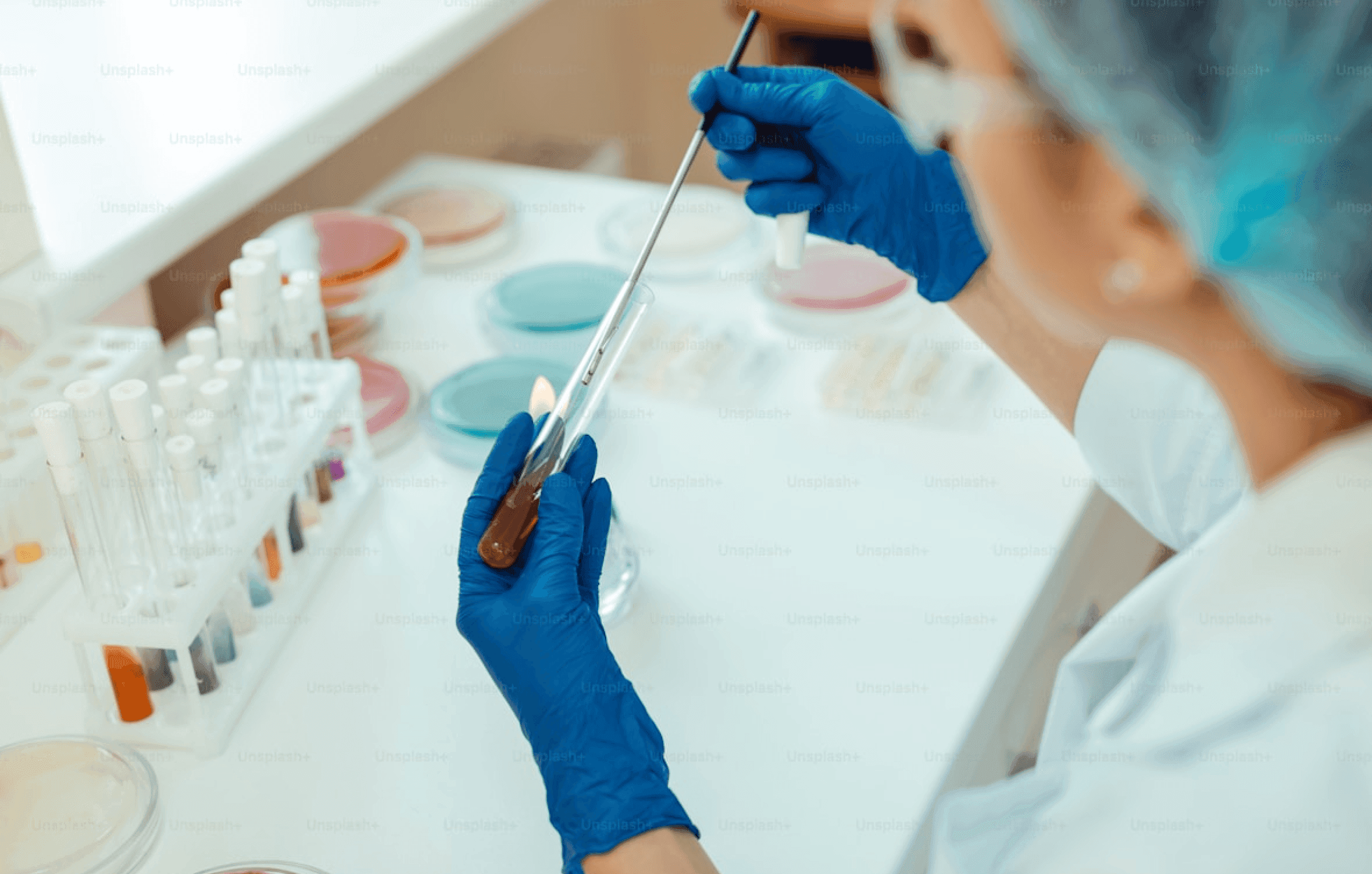 Researcher preparing samples in the laboratory