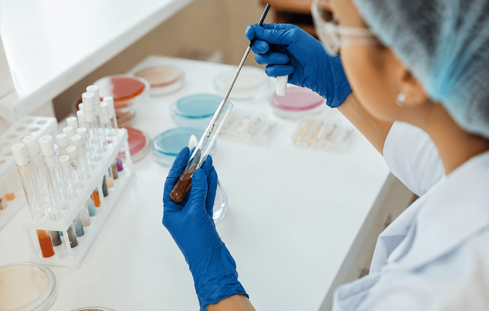Researcher preparing samples in the laboratory